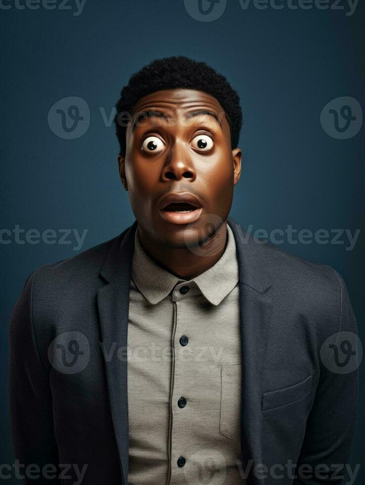 Young man with African features who appears to be shocked AI Generative photo