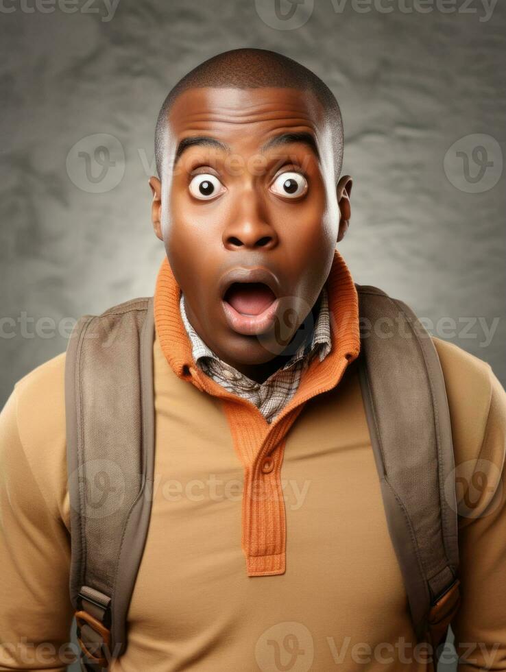 Young man with African features who appears to be shocked AI Generative photo
