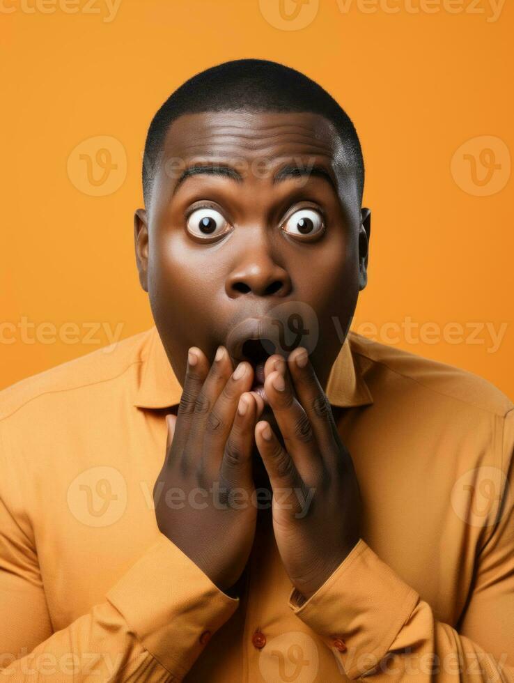 Young man with African features who appears to be shocked AI Generative photo