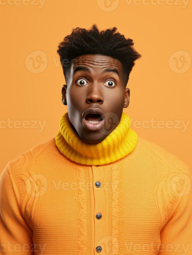 Young man with African features who appears to be shocked AI Generative photo