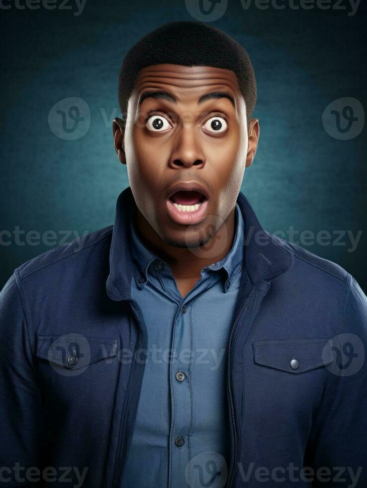 Young man with African features who appears to be shocked AI Generative photo
