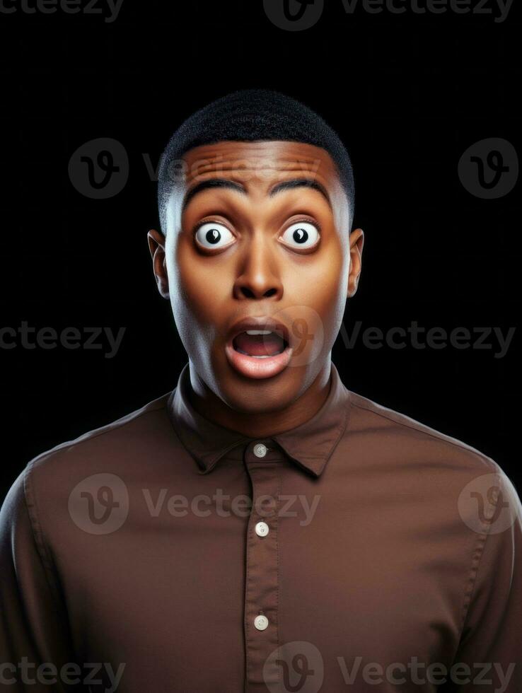 Young man with African features who appears to be shocked AI Generative photo