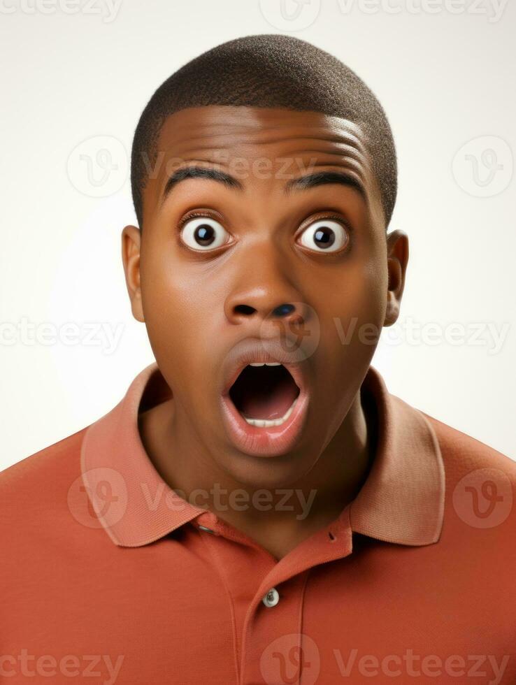 Young man with African features who appears to be shocked AI Generative photo