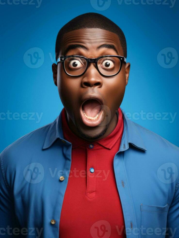 Young man with African features who appears to be shocked AI Generative photo