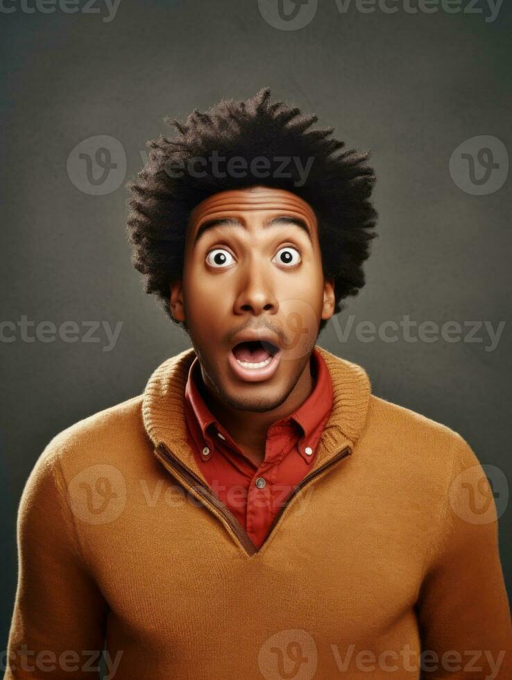 Young man with African features who appears to be shocked AI Generative photo