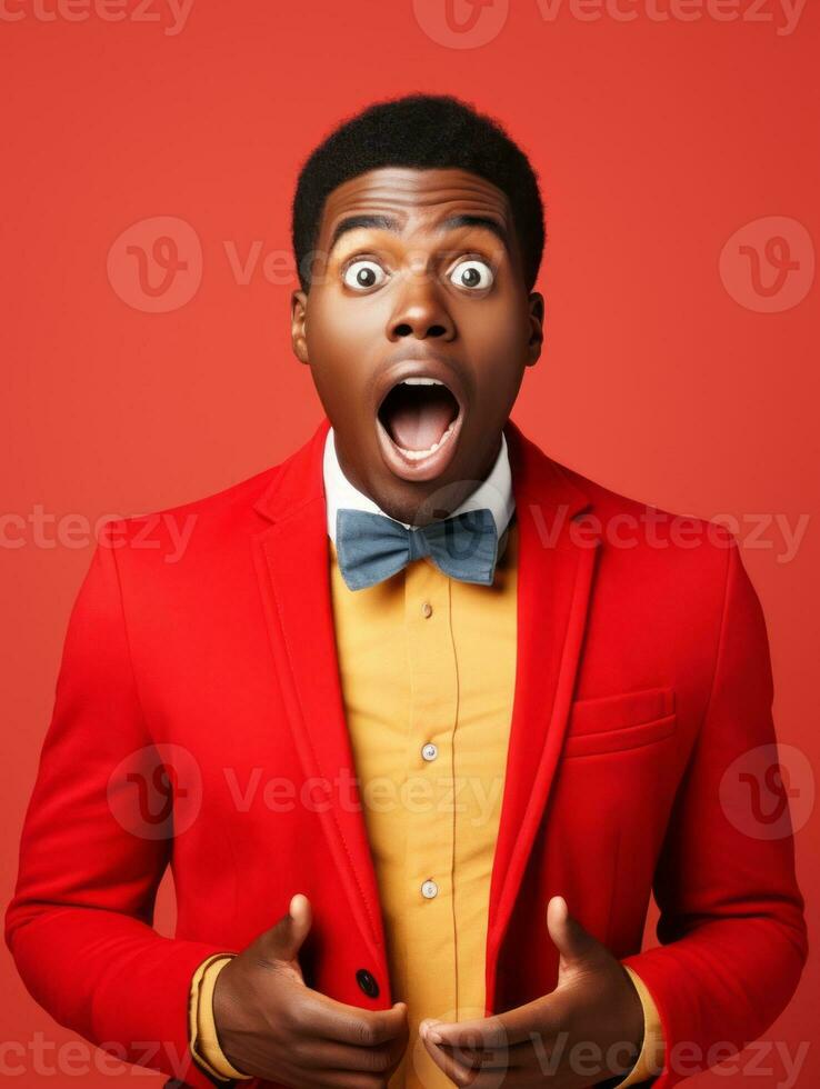 Young man with African features who appears to be shocked AI Generative photo