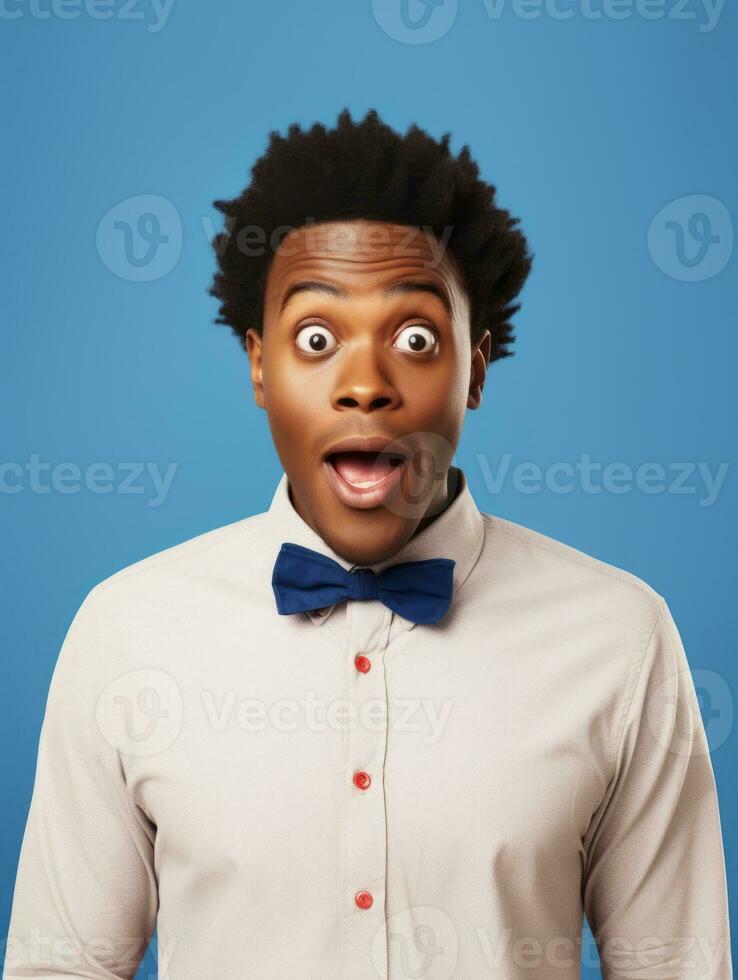 Young man with African features who appears to be shocked AI Generative photo