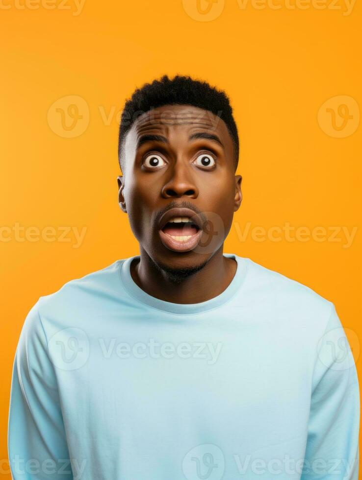 Young man with African features who appears to be shocked AI Generative photo