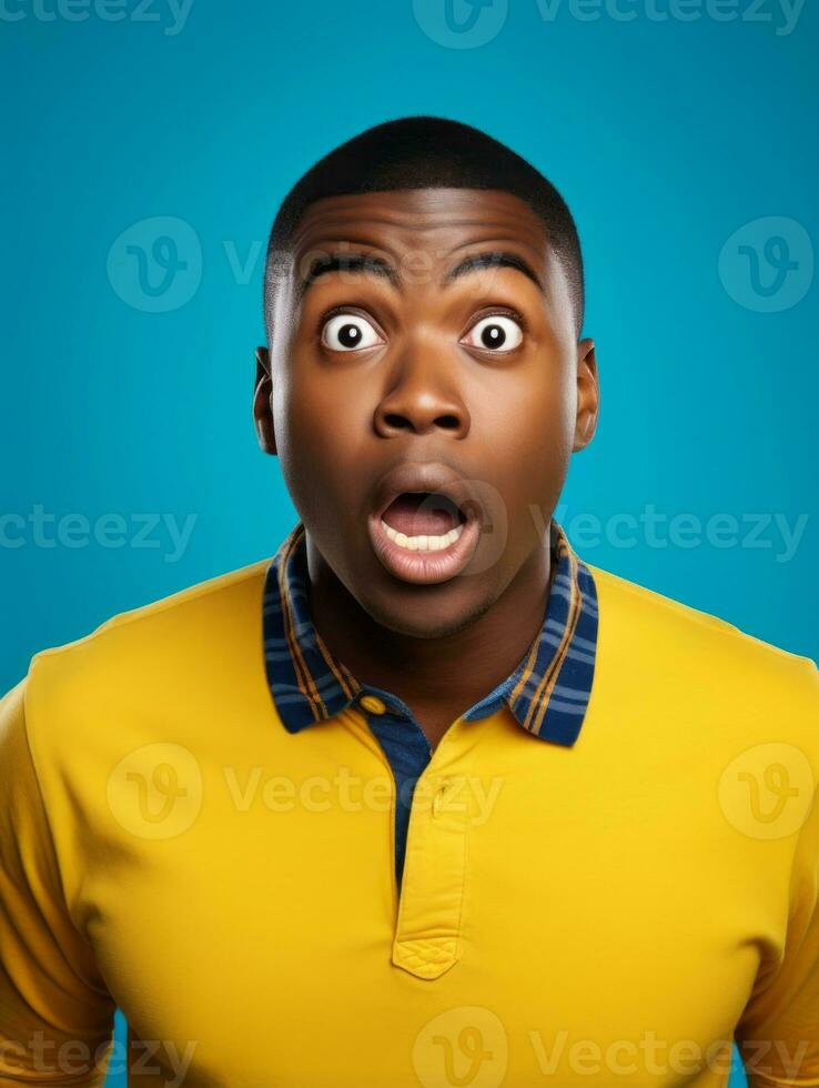 Young man with African features who appears to be shocked AI Generative photo