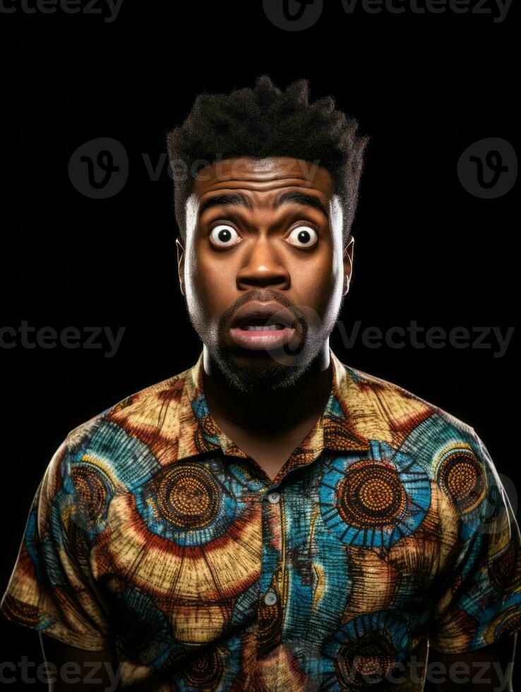 Young man with African features who appears to be shocked AI Generative photo
