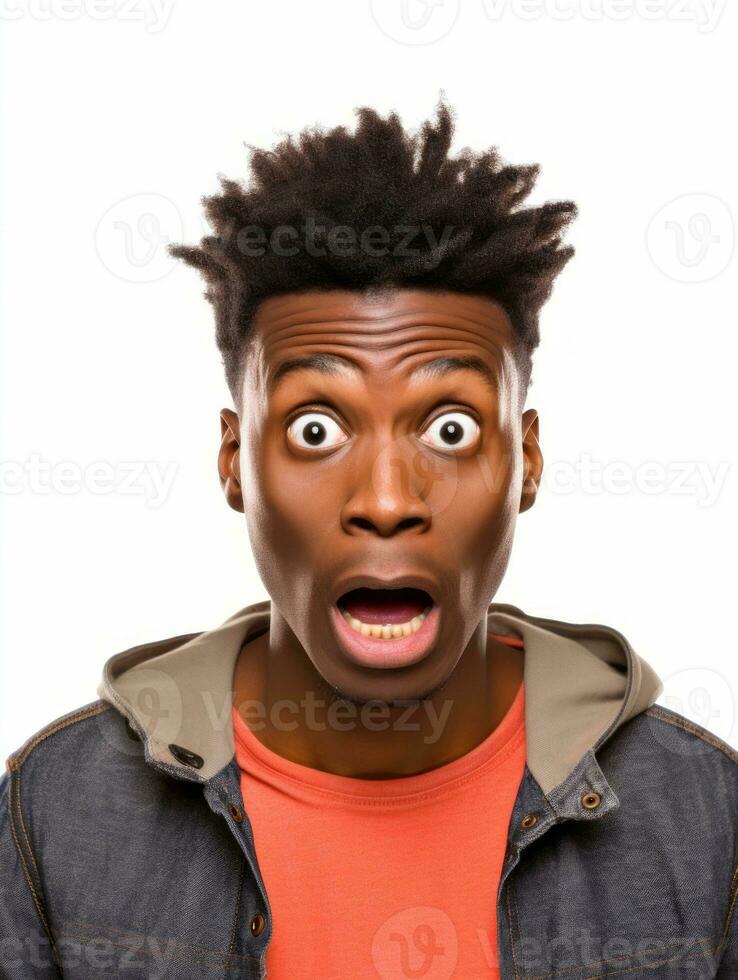 Young man with African features who appears to be shocked AI Generative photo