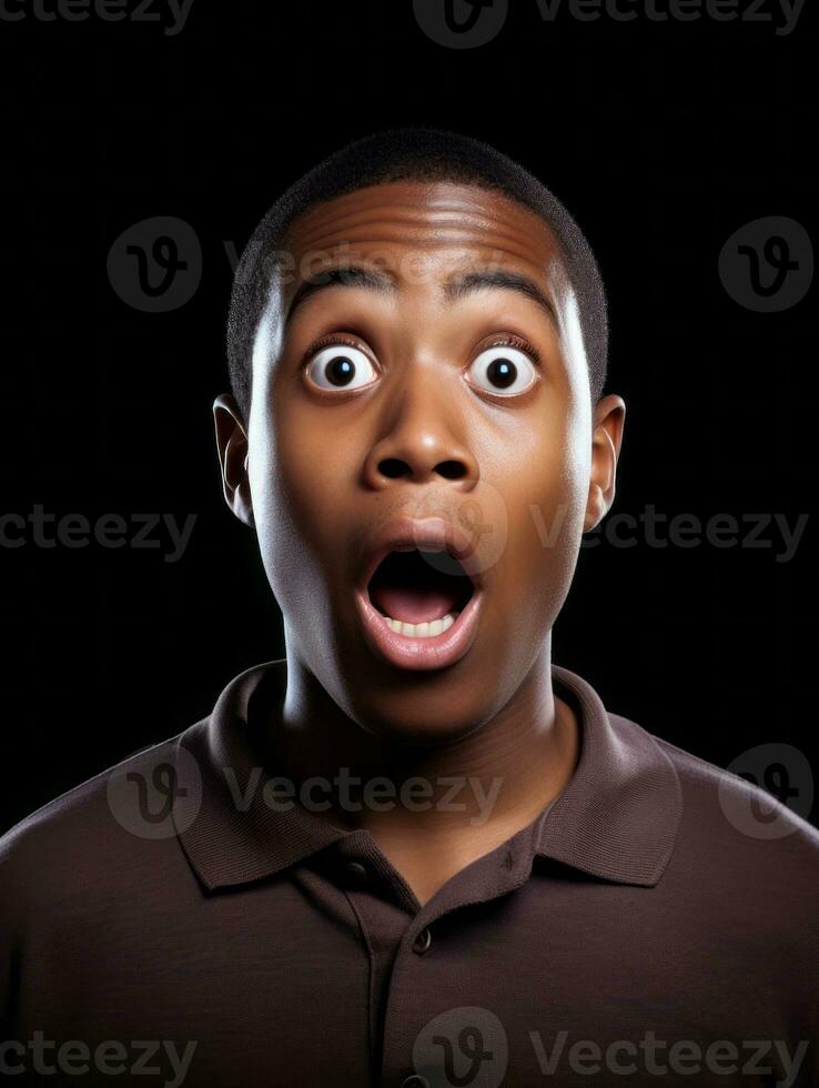 Young man with African features who appears to be shocked AI Generative photo