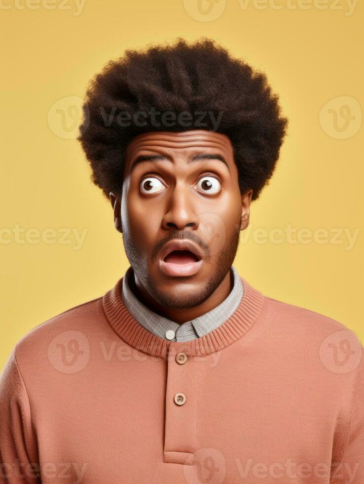 Young man with African features who appears to be shocked AI Generative photo