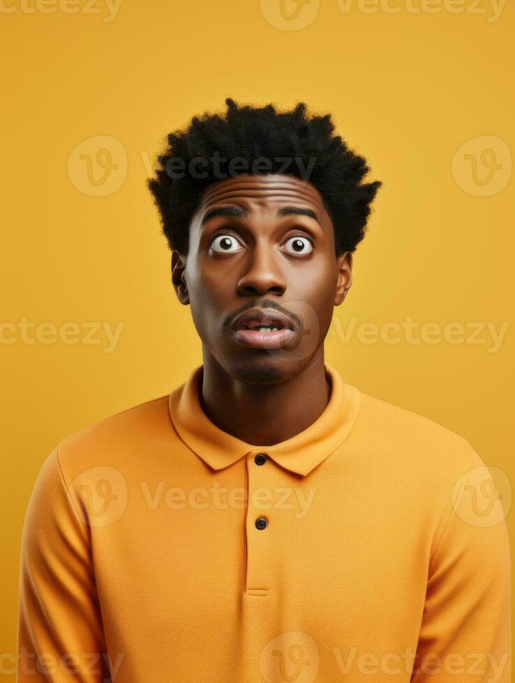 Young man with African features who appears to be shocked AI Generative photo