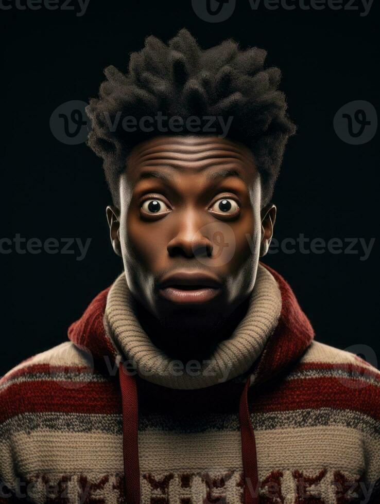 Young man with African features who appears to be shocked AI Generative photo