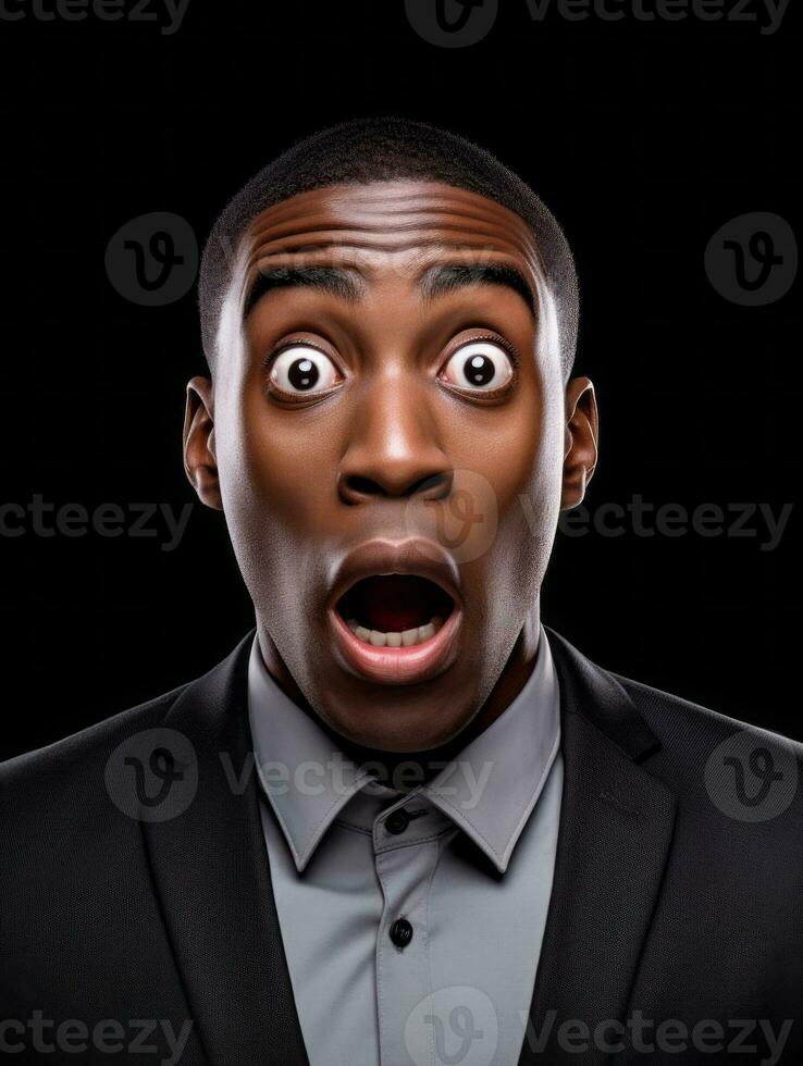 Young man with African features who appears to be shocked AI Generative photo