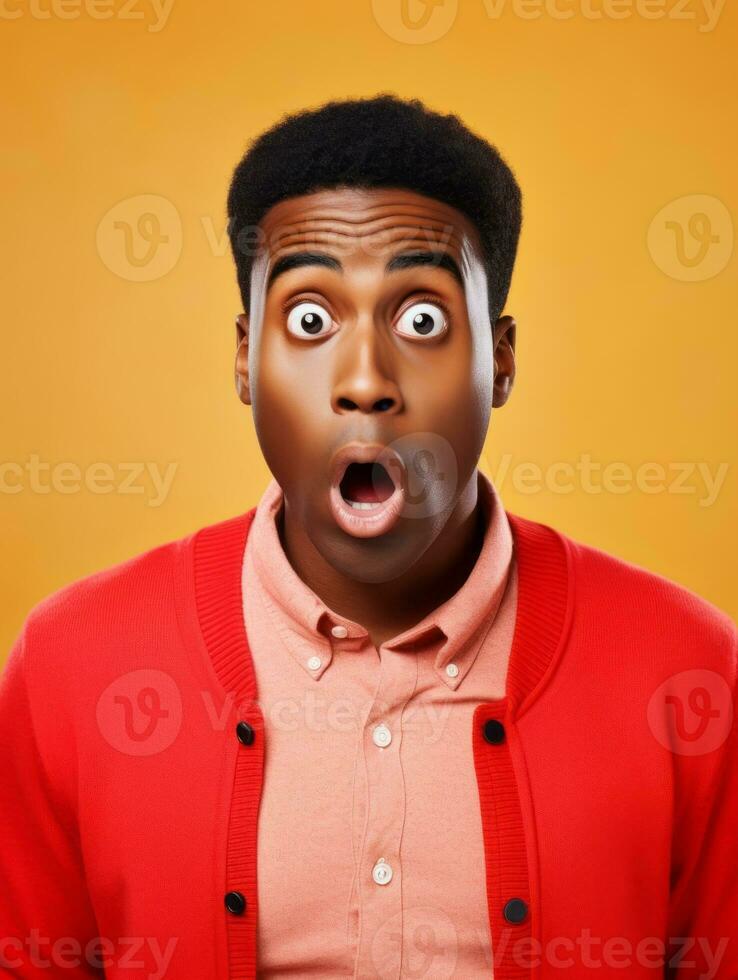 Young man with African features who appears to be shocked AI Generative photo