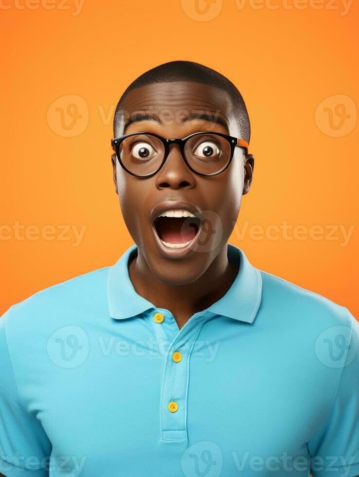 Young man with African features who appears to be shocked AI Generative photo