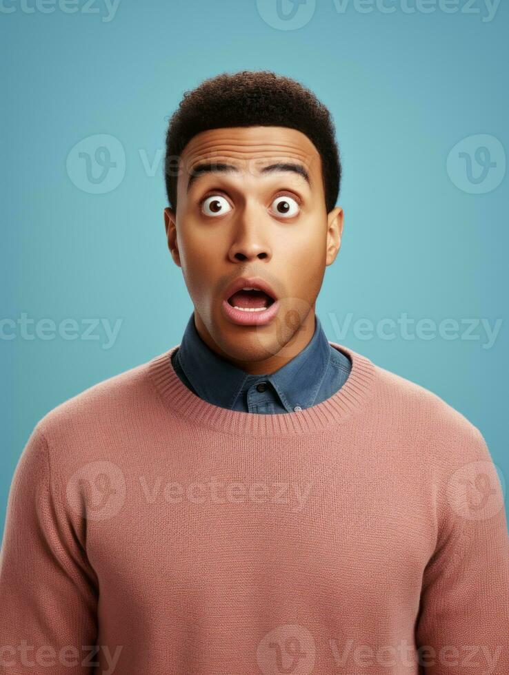 Young man with African features who appears to be shocked AI Generative photo