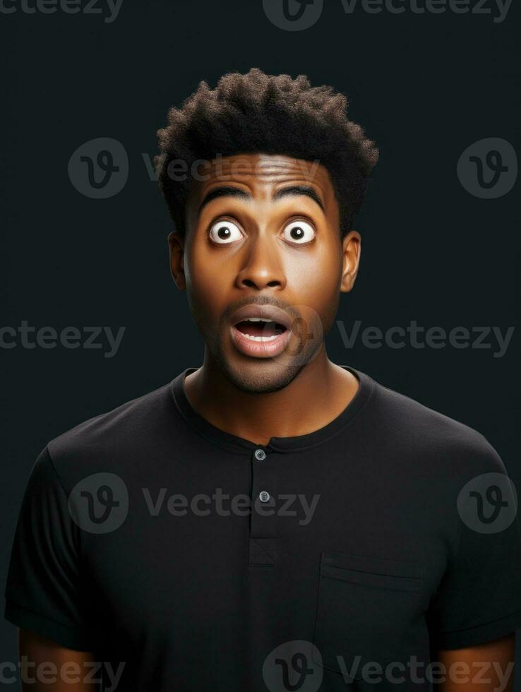 Young man with African features who appears to be shocked AI Generative photo