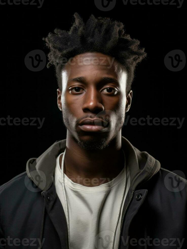 Young man with African features who appears to be shocked AI Generative photo