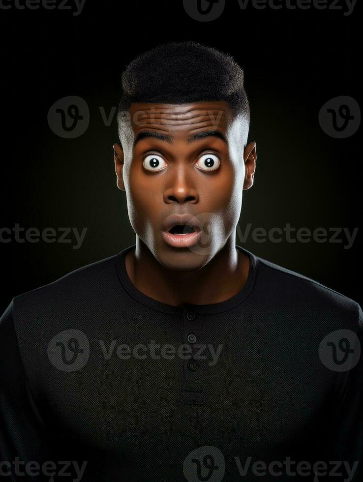 Young man with African features who appears to be shocked AI Generative photo