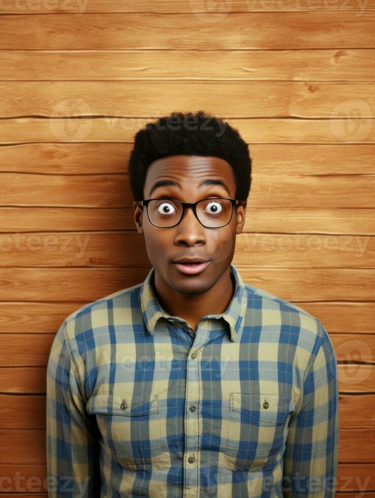 Young man with African features who appears to be shocked AI Generative photo