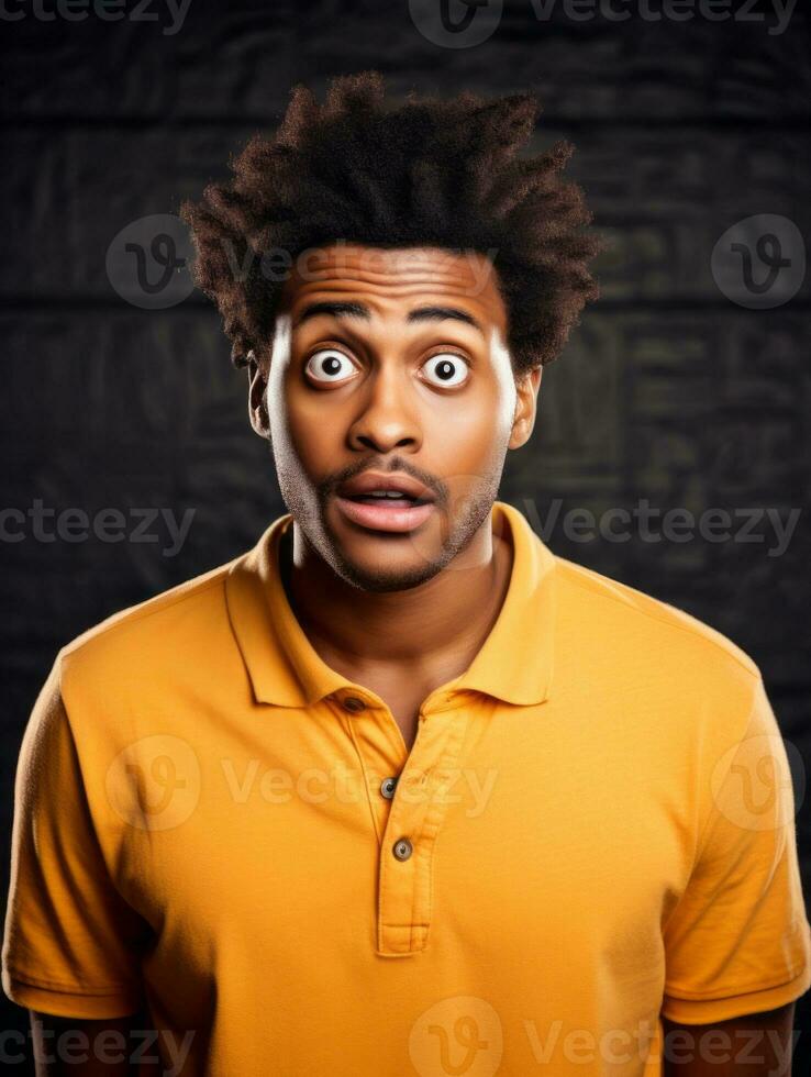 Young man with African features who appears to be shocked AI Generative photo