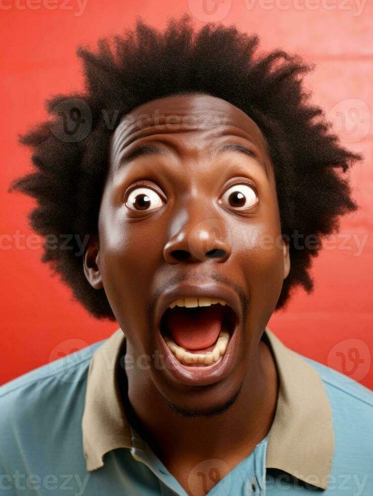 Young man with African features who appears to be shocked AI Generative photo