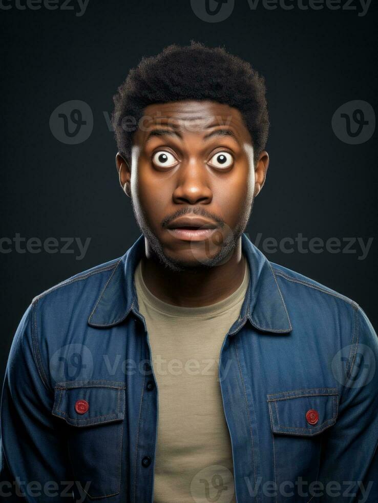 Young man with African features who appears to be shocked AI Generative photo