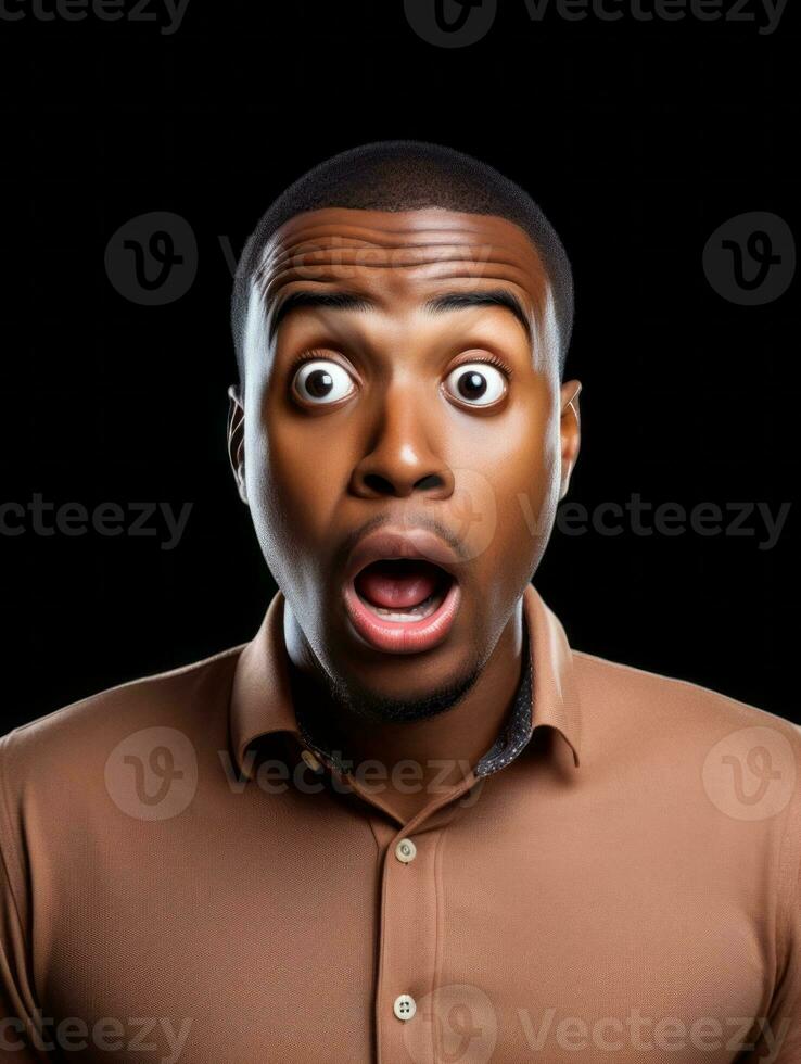 Young man with African features who appears to be shocked AI Generative photo
