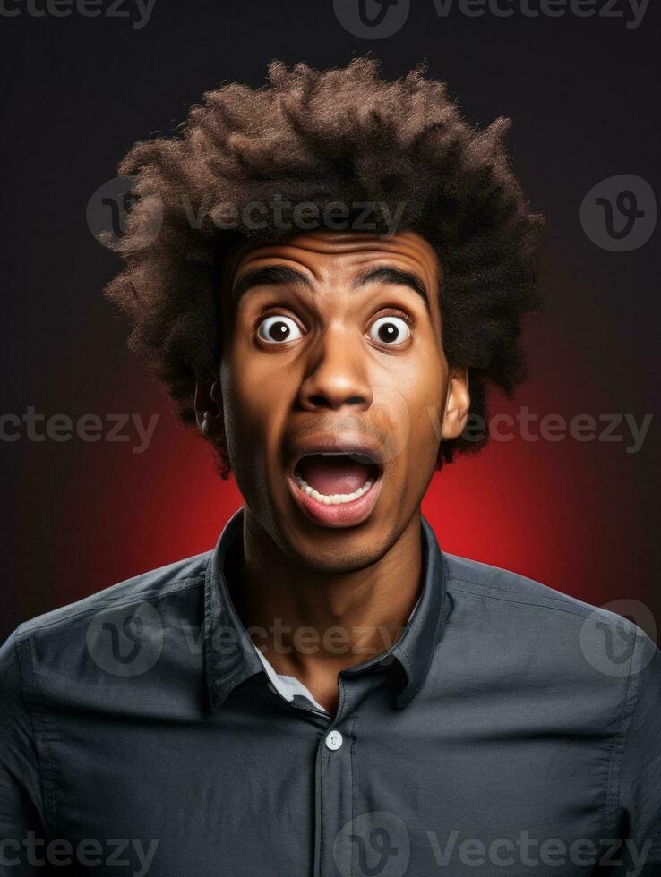 Young man with African features who appears to be shocked AI Generative photo