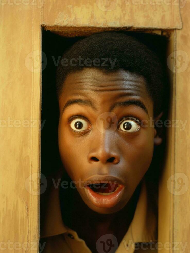 Young man with African features who appears to be shocked AI Generative photo