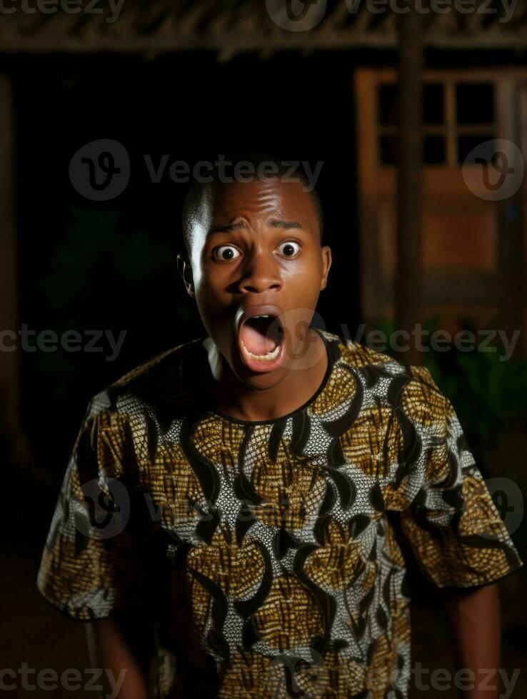 Young man with African features who appears to be shocked AI Generative photo