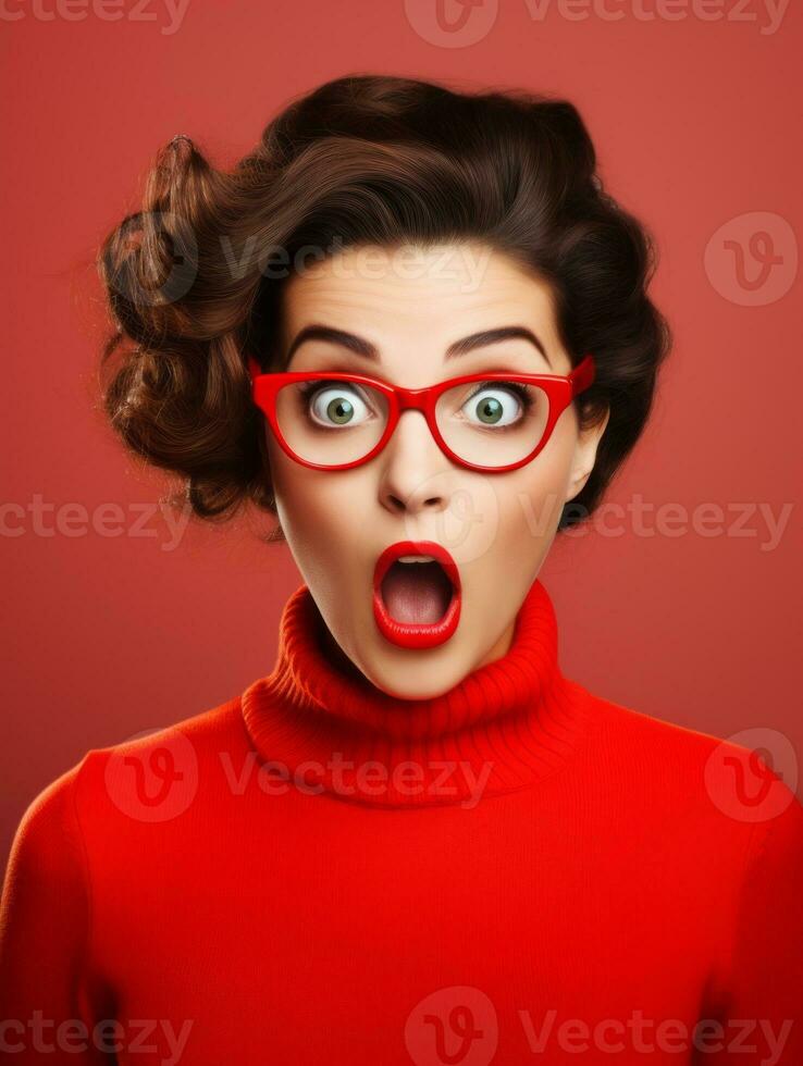 Young woman with Asian features who appears to be schocked AI Generative photo