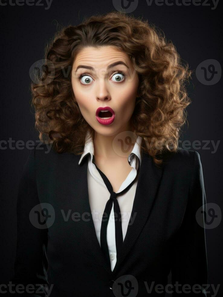 Young woman with Brazilian features who appears to be schocked AI Generative photo