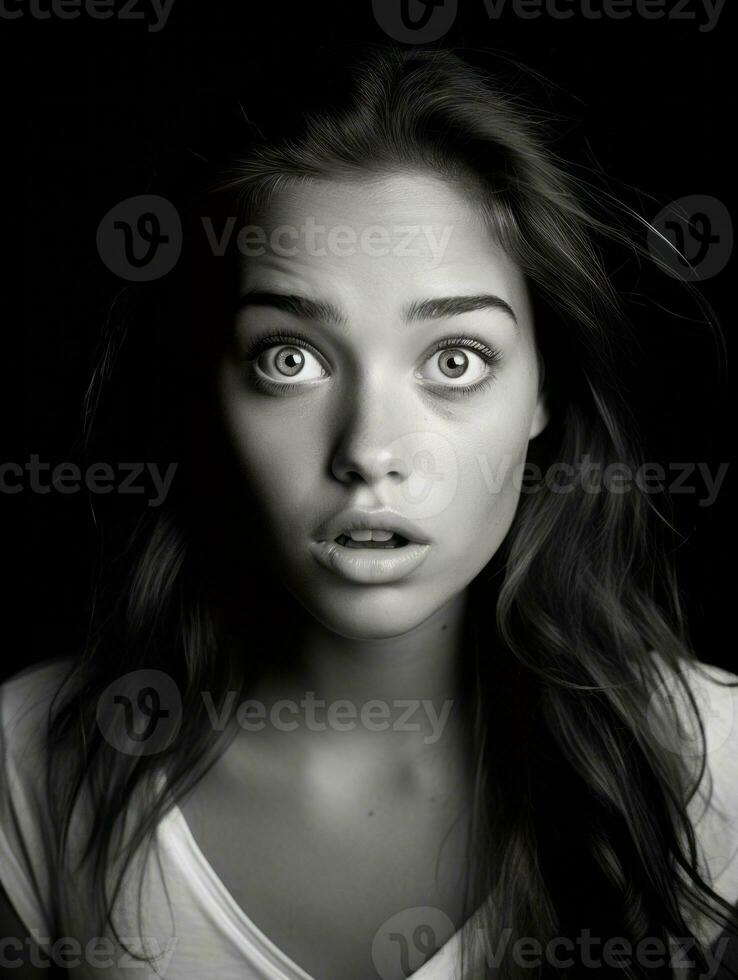 Young woman with Indian features who appears to be schocked AI Generative photo