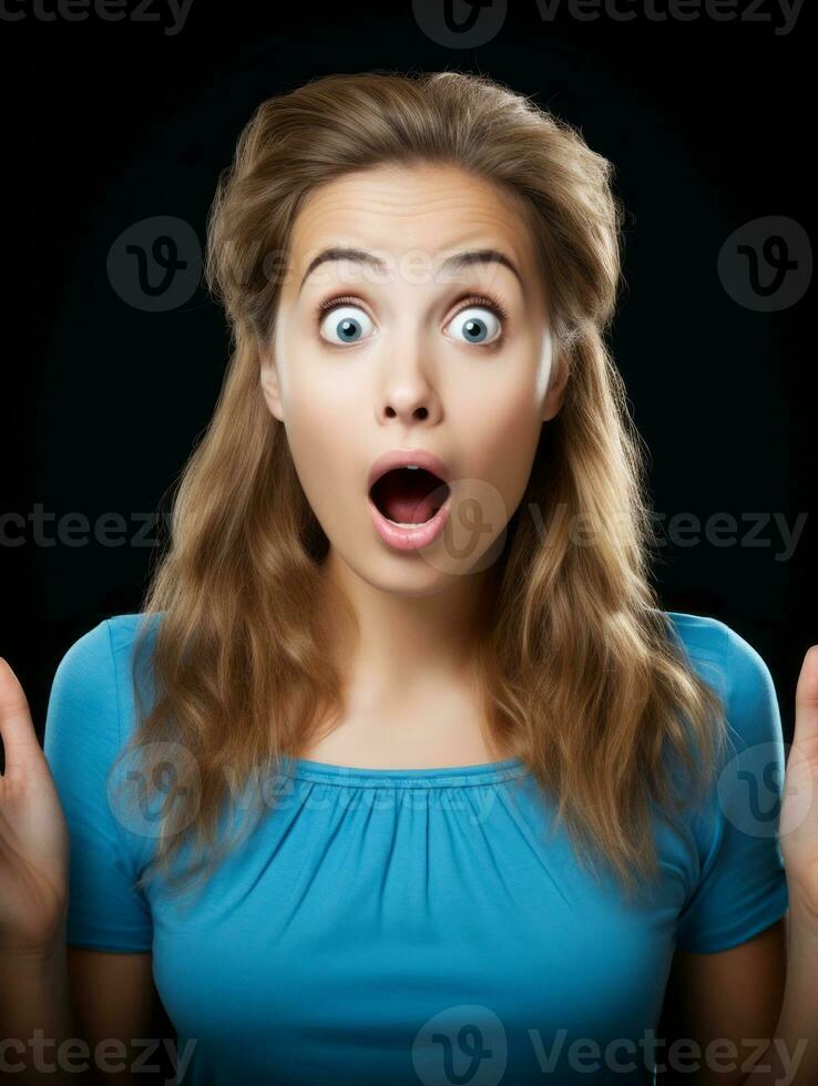 Young woman with Indian features who appears to be schocked AI Generative photo