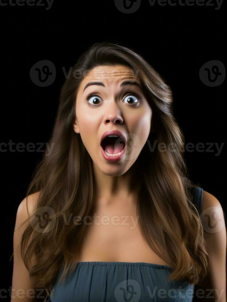 Young woman with Indian features who appears to be schocked AI Generative photo