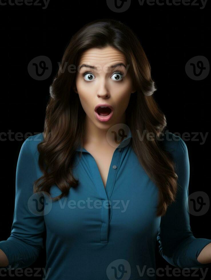 Young woman with Indian features who appears to be schocked AI Generative photo
