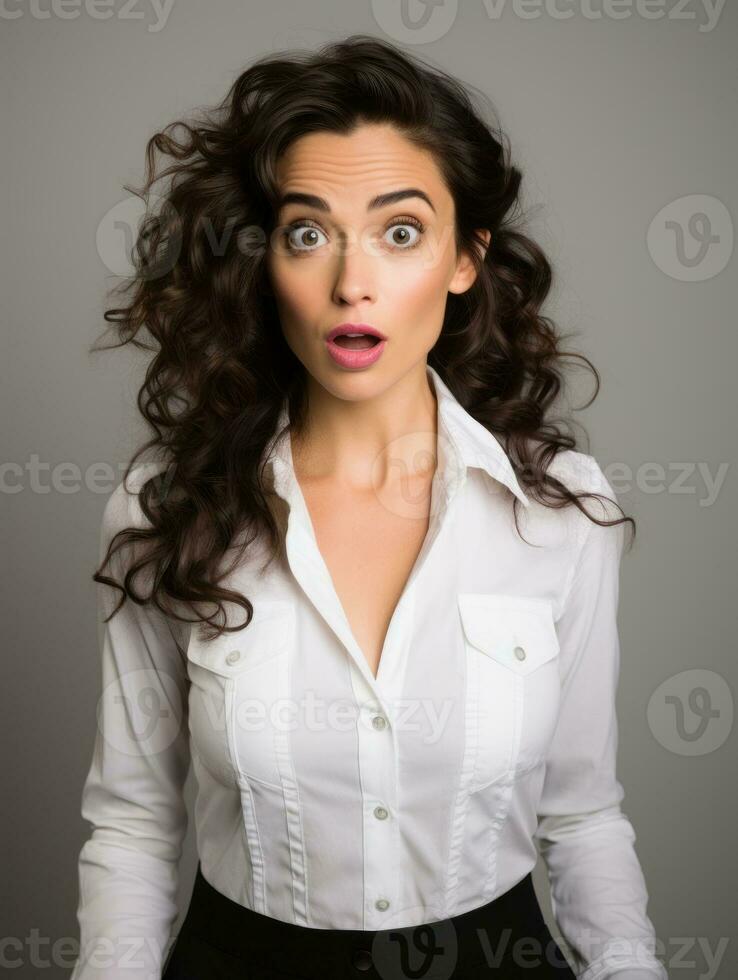 Young woman with Indian features who appears to be schocked AI Generative photo