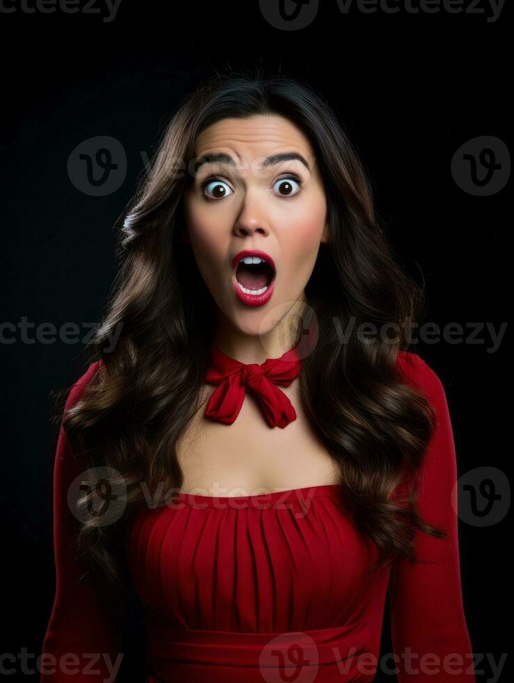 Young woman with Indian features who appears to be schocked AI Generative photo