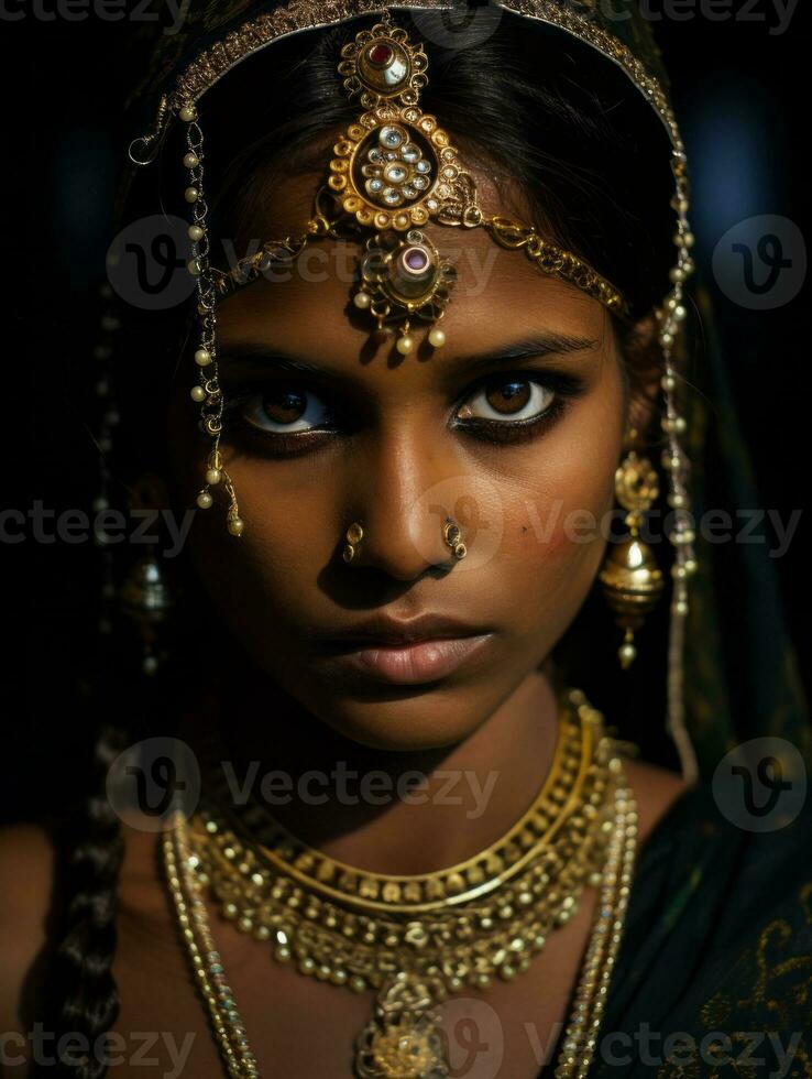 Young woman with Indian features who appears to be schocked AI Generative photo