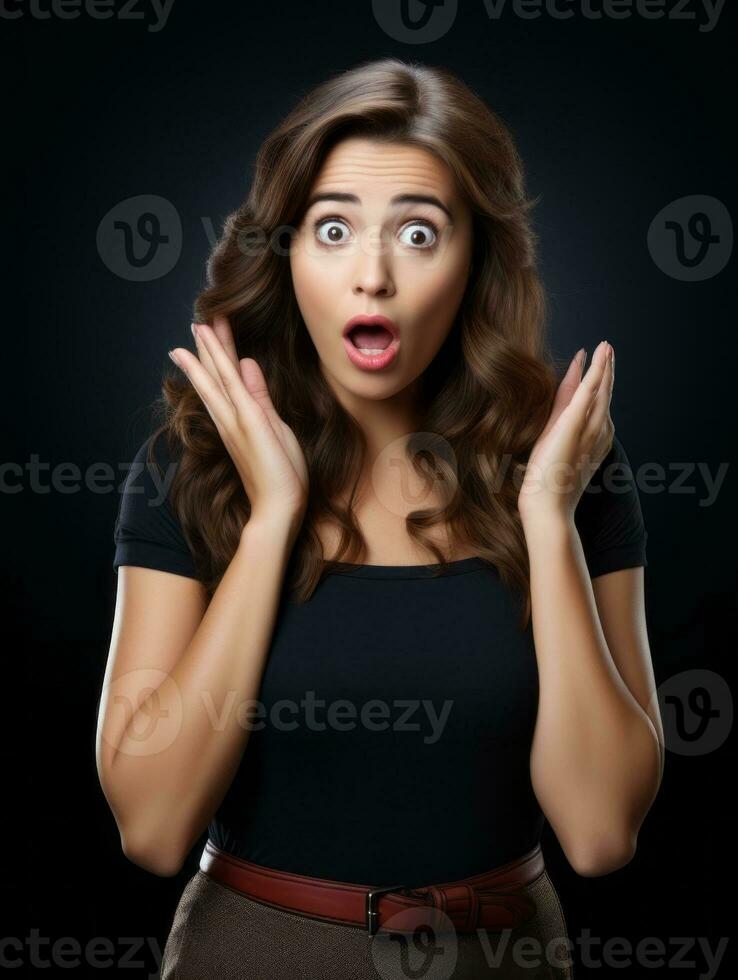 Young woman with Indian features who appears to be schocked AI Generative photo