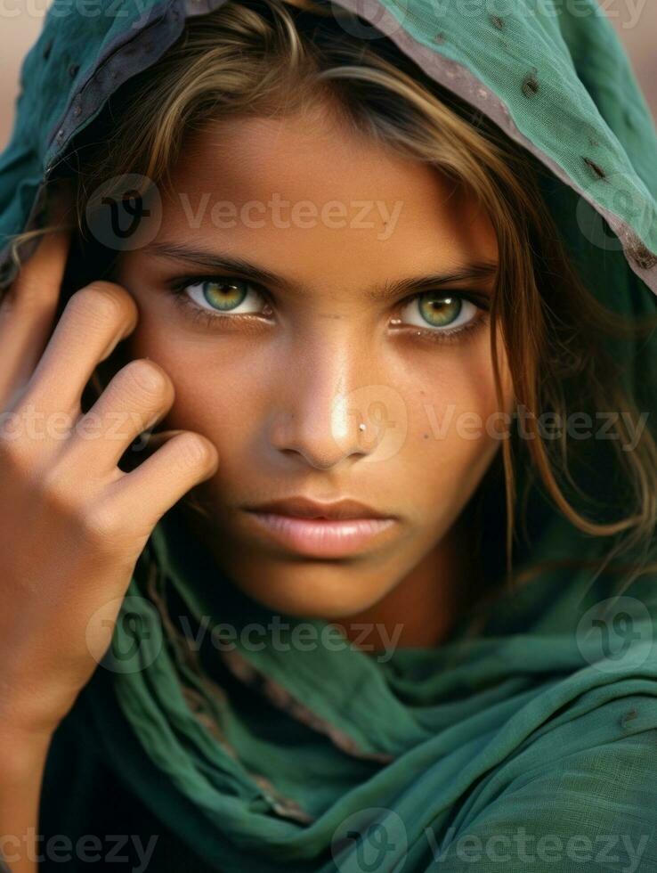 Young woman with Indian features who appears to be schocked AI Generative photo