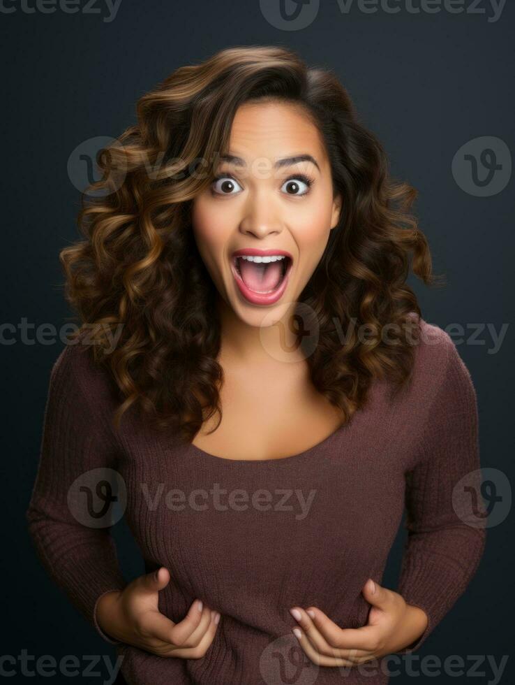Young woman with Indian features who appears to be schocked AI Generative photo