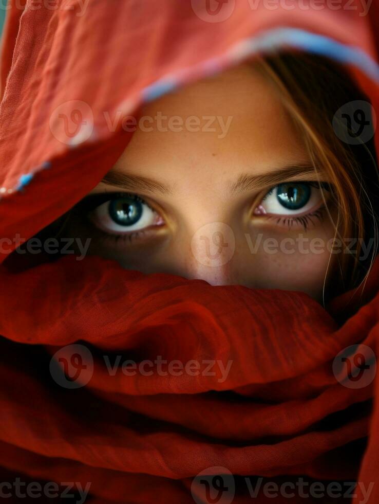 Young woman with Indian features who appears to be schocked AI Generative photo