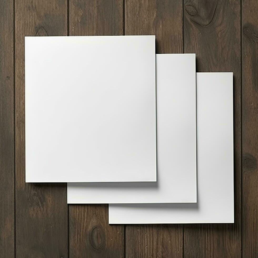 Blank White Paper Sheet on wooden table background. Generative AI photo