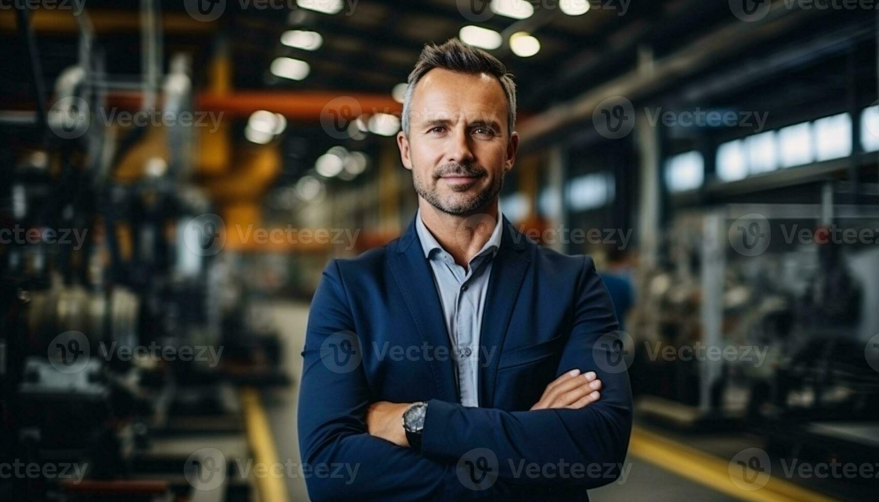 A male lawyer stands confidently in the courtroom, a portrait capturing his professionalism and dedication to the law. Generative Ai. photo