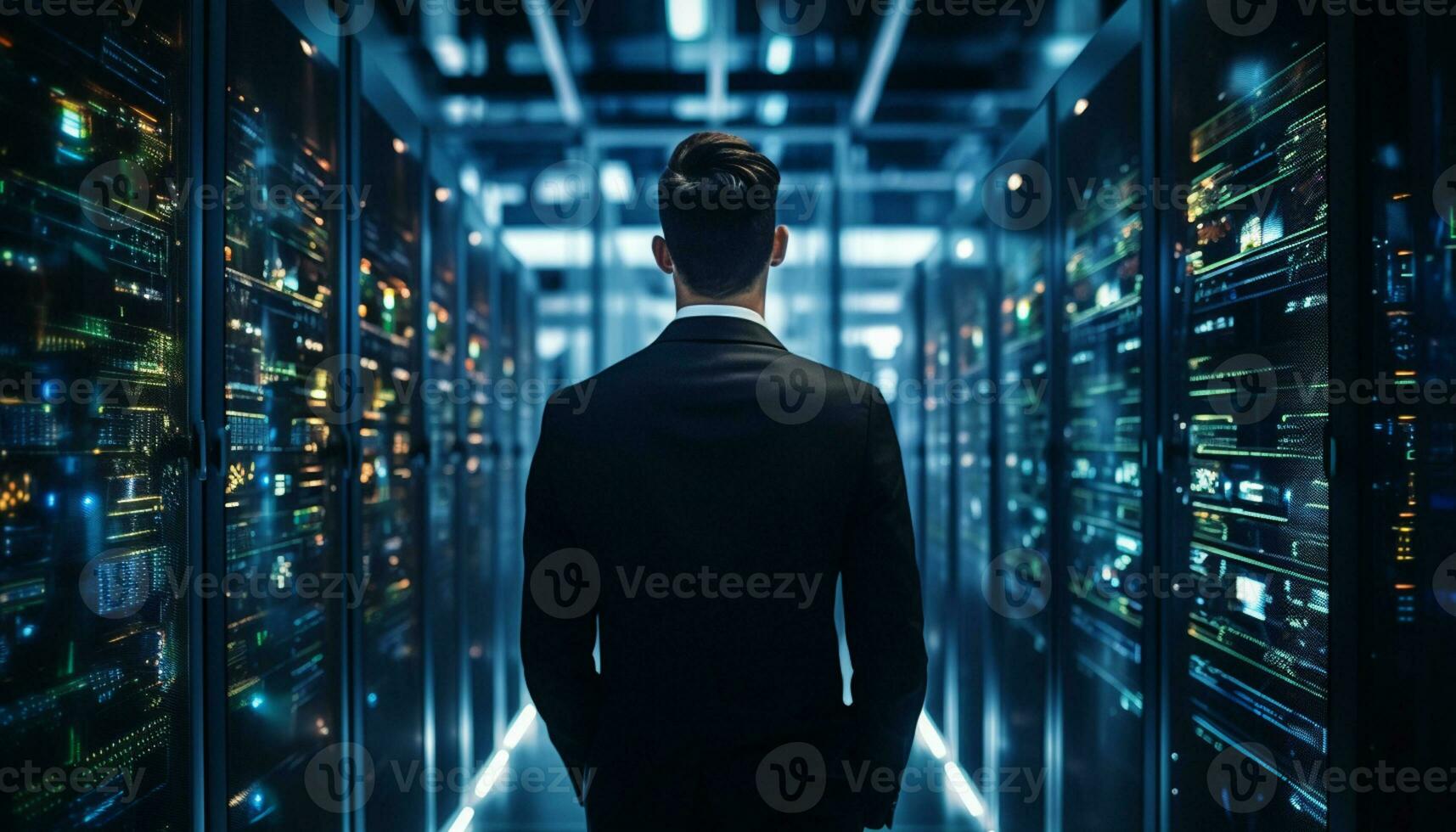 Data center engineers leverage their expertise in technology to manage and maintain the critical infrastructure that supports servers, networks, databases, and other systems. Generative Ai. photo